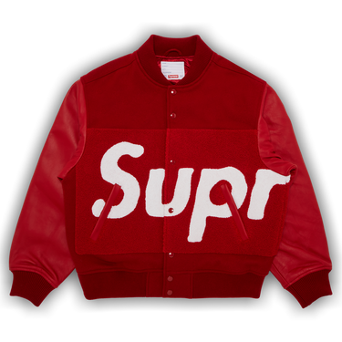 Supreme Big Logo Chenille Varsity Jacket 'Red'