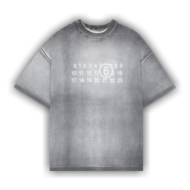 MM6 Maison Margiela Men's Split Number Logo T-Shirt in Grey