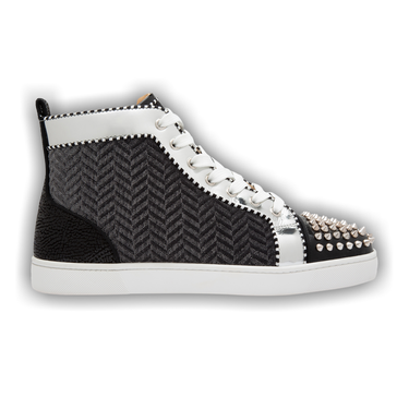 Buy Christian Louboutin Lou Spikes Orlato Flat Black Silver 1190400 BK65 GOAT SA