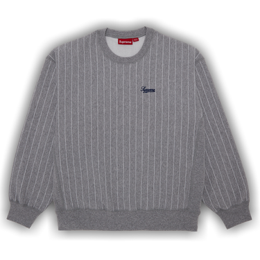 Supreme Pinstripe Crewneck Heather Grey Men's - SS24 - GB