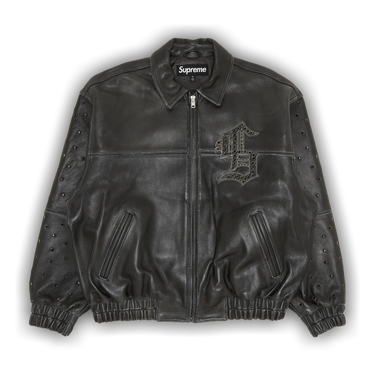 Supreme Gem Studded Leather Jacket 'Black'