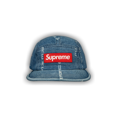 Buy Supreme Logo Stripe Jacquard Denim Camp Cap 'Blue