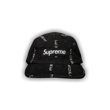 Buy Supreme Logo Stripe Jacquard Denim Camp Cap 'Black' - FW20H103