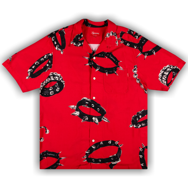 流行り の ブランド  Studded Supreme Buy Collars 'Red Shirt Short-Sleeve Rayon パーツ