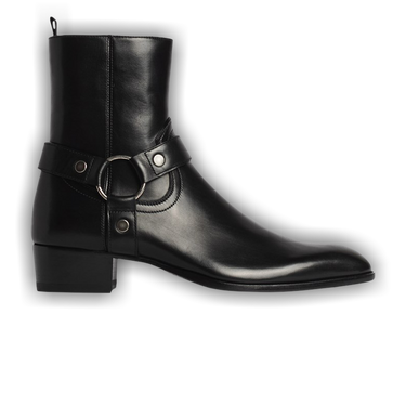 Buy Saint Laurent Wyatt 40mm Leather Harness Boot 'Black' - 634225