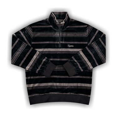 Buy Supreme Stripe Velour Half Zip Pullover 'Black' - FW20KN67