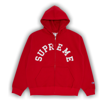 Buy Supreme x Champion Zip Up Hooded Sweatshirt Red SS24SW37 RED GOAT