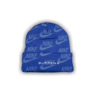 Buy Supreme x Nike Jacquard Logos Beanie 'Blue' - SS21BN2 BLUE | GOAT