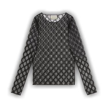 Buy Gucci GG Embroidered Tulle T-Shirt 'Black' - 574407