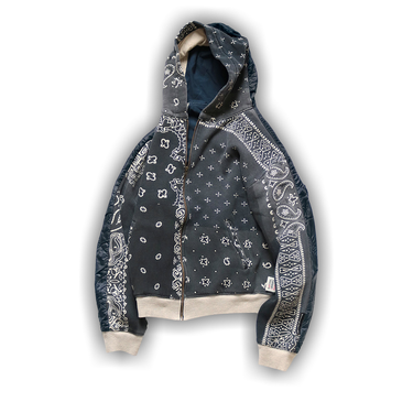 Buy Kapital Half-Quilted Bandana Zip-Up Hoodie 'Black