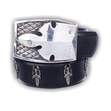 Buy Chrome Hearts Fleur Belt Buckle w/ Dagger Belt Strap 'Black Buy Chrome Hearts Fleur Belt Buckle w/ Dagger Belt Strap 'Black