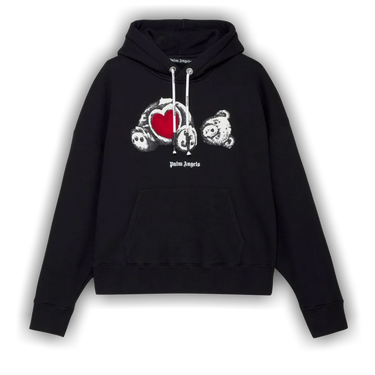 【関税&送料込】Palm Angels Black Hoodie Withe Pockets Logo cotton hoodie in black - Palm Angels Kids | Mytheresa