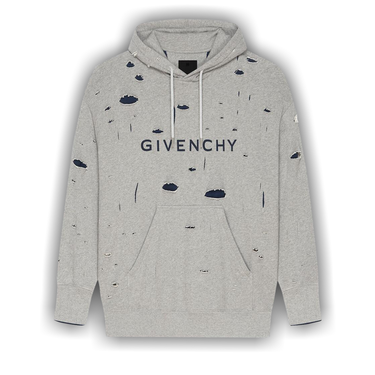 Buy Givenchy Destroyed Fleece Oversized Hoodie 'Grey/Blue