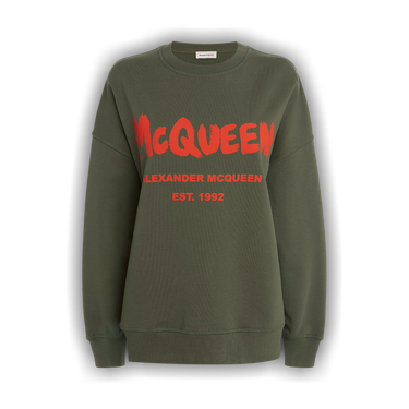 Buy Alexander McQueen Graffiti Sweatshirt 'Khaki/Orange