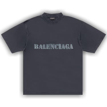 セール!!BALENCIAGA★764235 Balenciaga Nail Polish T-shirt Medium Fit in Faded Black