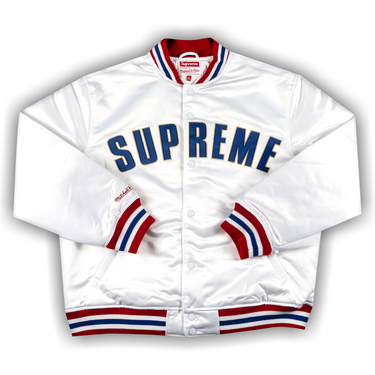 Buy Supreme x Mitchell And Ness Satin Varsity Jacket 'White