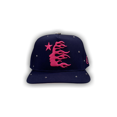 Buy Hellstar OG Logo Snapback Hat With Rhinestones 'Navy