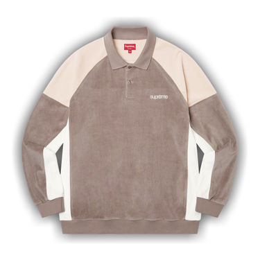 Buy Supreme Paneled Velour Long-Sleeve Polo 'Light Brown