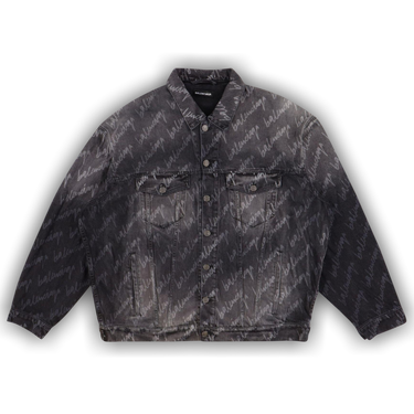 Buy Balenciaga All-Over Logo Oversized Denim Jacket 