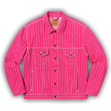 Buy Supreme x Levi's Pinstripe Trucker Jacket With Pin 'Magenta