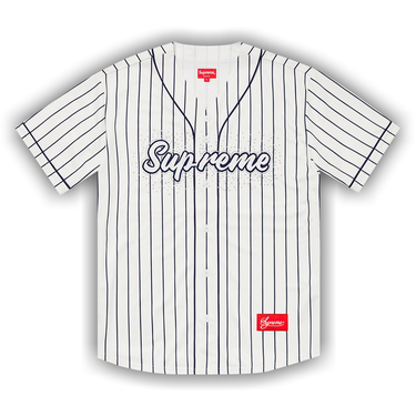 Buy Supreme Rhinestone Baseball Jersey 'Pinstripe' - SS20KN62