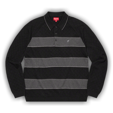 Buy Supreme Knit Stripe Long-Sleeve Polo 'Black' - FW21KN74 BLACK