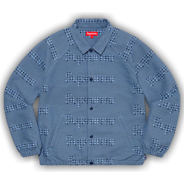 Buy Supreme Houndstooth Logos Snap Front Jacket 'Blue' - FW20J13
