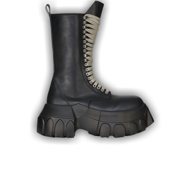個人装備 RICK OWENS Army Tractor Combat 43 Megalaced Mega Tractor leather combat boots in grey - Rick