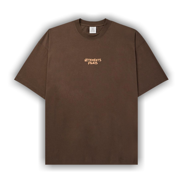 VETEMENTS スウェットシャツ ブラウン カーキ Buy Vetements Paris Logo T-Shirt 'Chocolate Brown' - UA65TR490E
