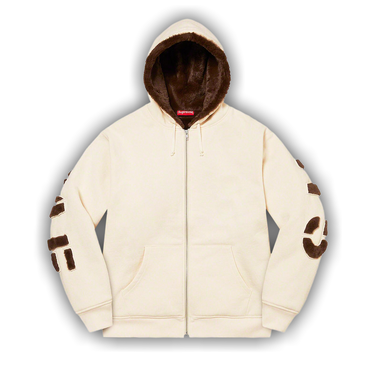Buy Supreme Faux Fur Lined Zip Up Hooded Sweatshirt 'Natural