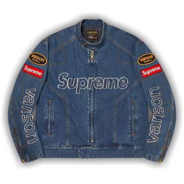 Supreme Vanson Leathers Cordura Denim Jacket Blue Men's
