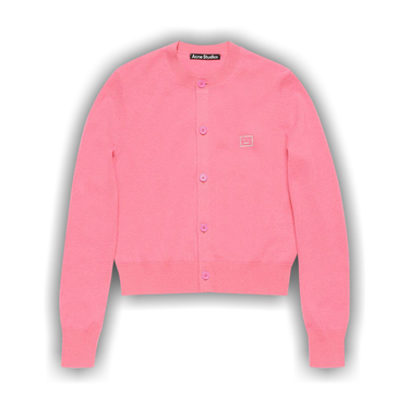 Buy Acne Studios Embellished Face logo cardigan 'Tango Pink