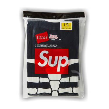 トップス Supreme x Hanes Bones Thermal Crew Black Supreme Hanes Thermal Crew (1 Pack) Black Men's - FW22 - US