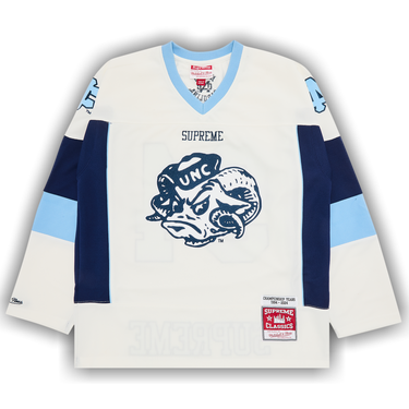 Supreme x Mitchell & Ness NCAA Hockey Jersey 'White' — Kick Game