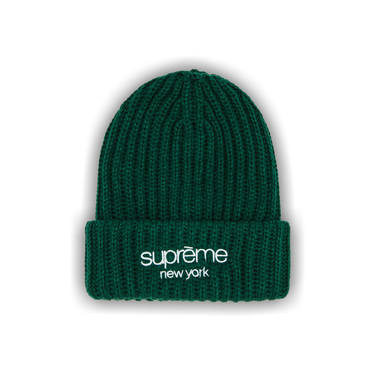 Buy Supreme Classic Logo Chunky Ribbed Beanie 'Dark Green