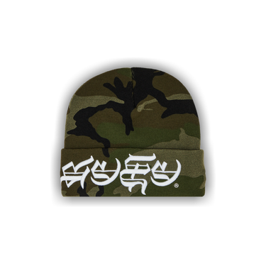 Buy Supreme New Era Blackletter Beanie 'Woodland Camo