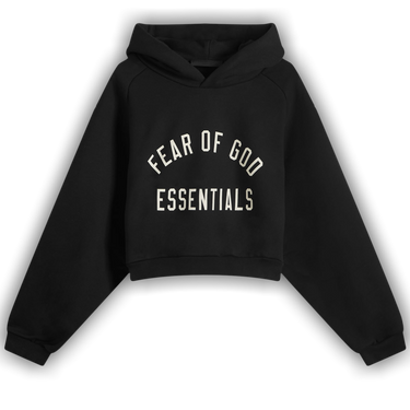Buy Fear of God Essentials Fleece Cropped Hoodie 'Black