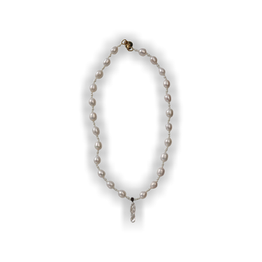 【Simone Rocha】 Staccatoパールアンド fauxパール pendantネッ Staccato pearls and faux pearls pendant necklace in white