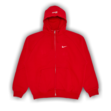トップス Supreme Nike Leather Hooded Sweatshirt Supreme X Nike Leather Appliqué Red Hooded Hoodie Sweatshirt