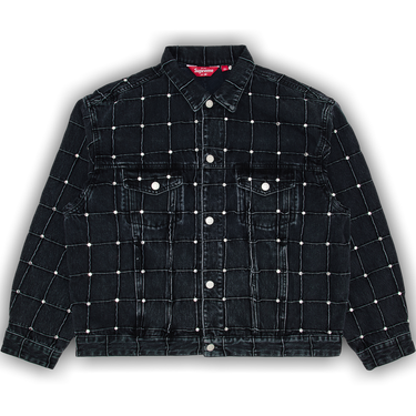 Buy Supreme Studded Seam Denim Trucker Jacket 'Black