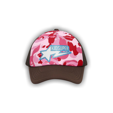 Buy BAPE x KidSuper Bape Sta Logo Rhinestone Trucker Cap 'Pink