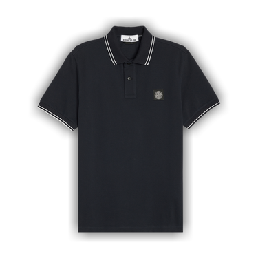 Buy Stone Island Compass Patch Logo Contrast Stripe Polo 'Navy