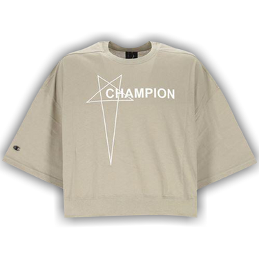 Buy Rick Owens x Champion Logo Embroidered Cropped T-Shirt 'Pearl