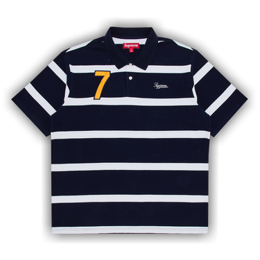 Buy Supreme Cursive Polo 'Navy Stripe' - SS25KN91 NAVY
