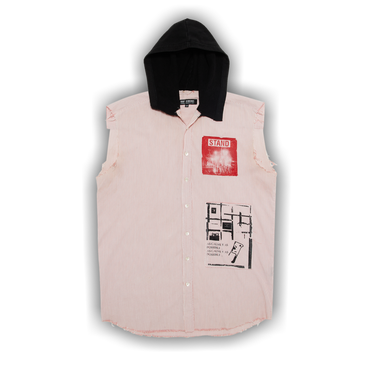 Buy Raf Simons Plaid Sleeveless Hooded Shirt 'Red/White/Black