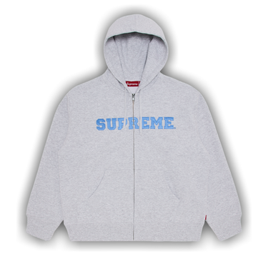 Buy Supreme Collegiate Appliqué Zip Up Hooded Sweatshirt 'Ash Grey