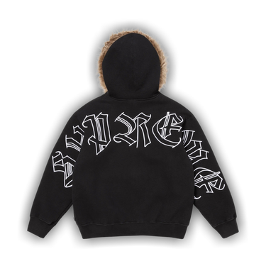 Buy Supreme Faux Fur Zip Up Hooded Sweatshirt 'Black