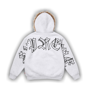 Buy Supreme Faux Fur Zip Up Hooded Sweatshirt 'Ash Grey