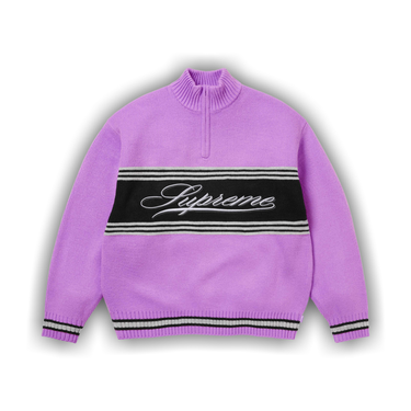 Buy Supreme Script Stripe Half Zip Sweater 'Purple' - FW25SK42
