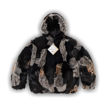 ★希少 シュリンプス ボリューム フェイク ファーコート 総柄 葡萄 ブラック 1677445_00.png.png